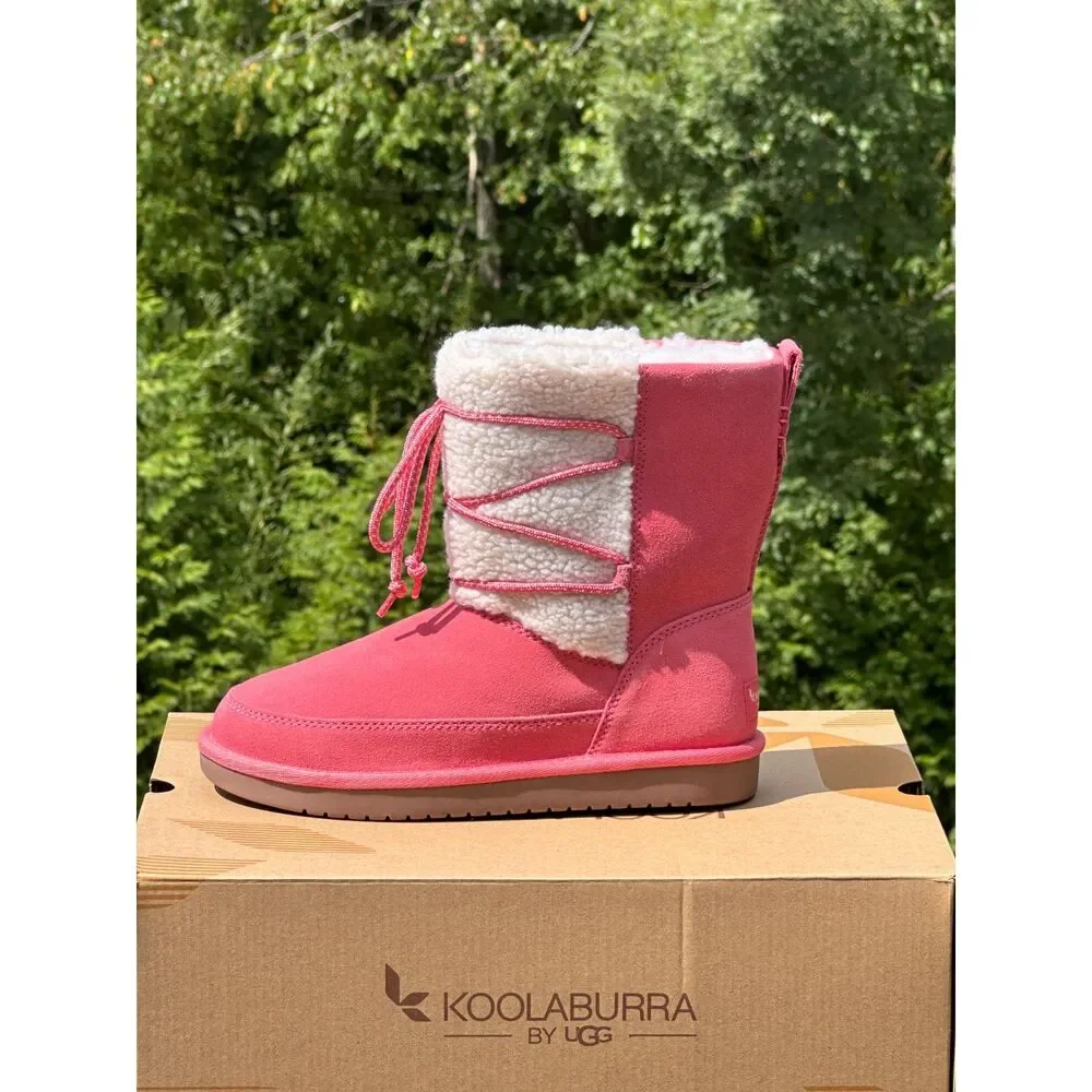 NIB Koolaburra by UGG Girls Pink Cozy Michon Short Boot - Child Kid Youth 3Y